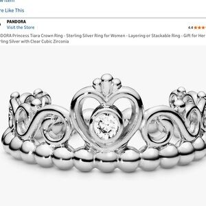 Pandora Sterling Silver Princess Tiara Ring with Clear Stone